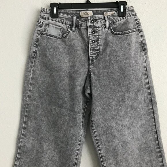 LOGO by Lori Goldstein Regular Wide Leg Jeans w Button Fly - Grey (Sz 6) a627526 - Picture 4 of 5
